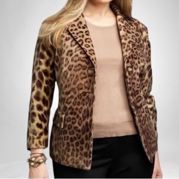 Talbots Jackets & Blazers - Talbots “Kate” Curvey Fit Velvet Leopard Print Jacket SZ 10